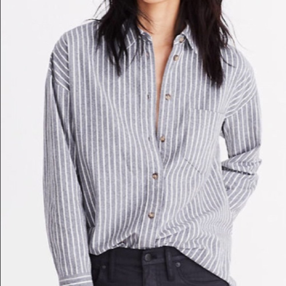 Madewell Westward Striped Flannel Shirt XS